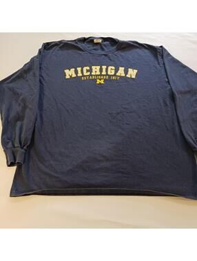 Vintage Delta Pro Weight University Of Michigan Men Blue Shirt Long Sleeve L
